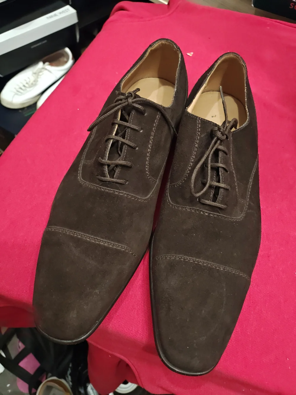 Classic Brown Suede Cap-Toe Oxford Dress Shoes